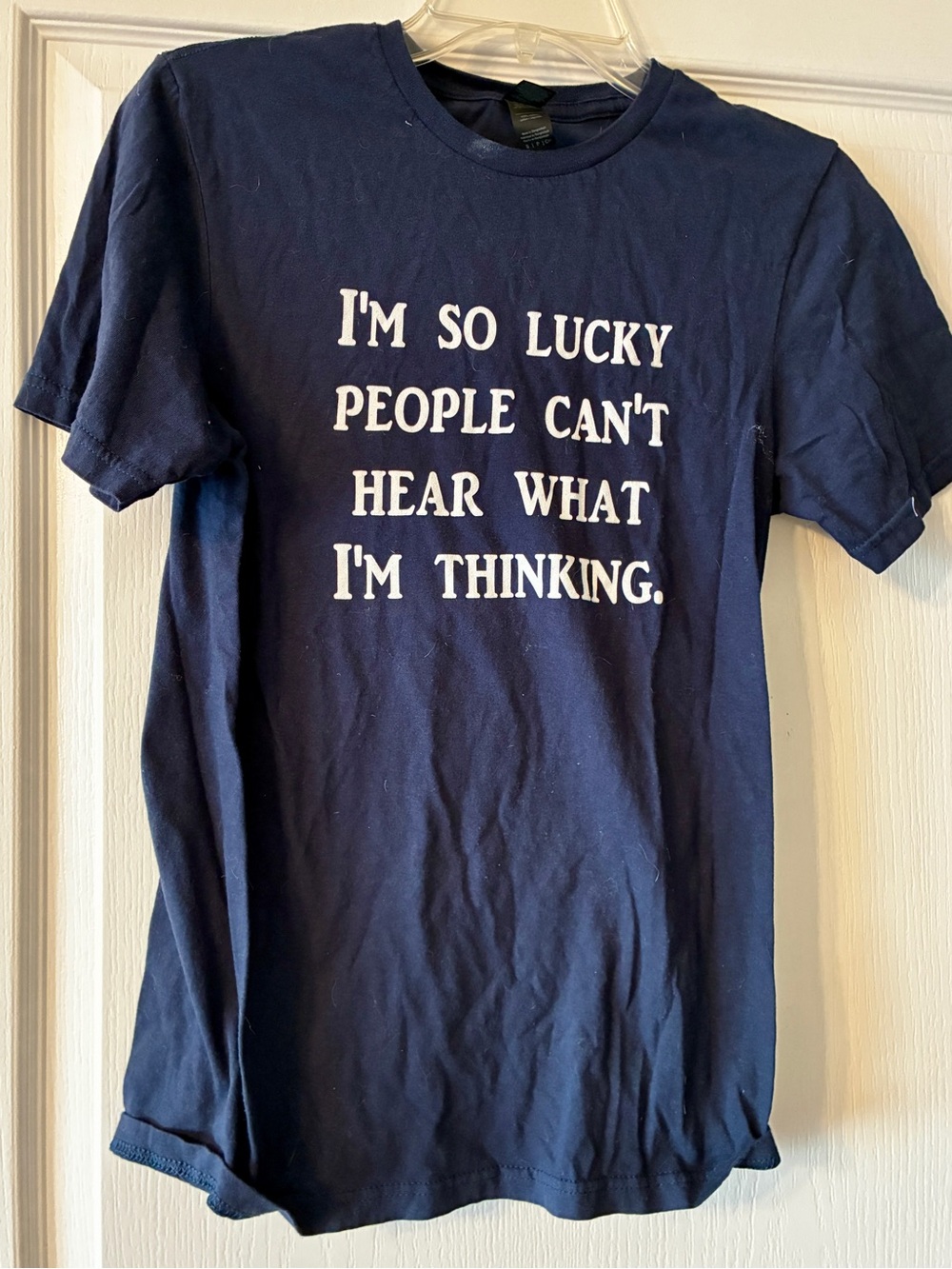 Navy Blue "I'm So Lucky People Can't Hear What I'm Thinking" T-Shirt Tee Shirt